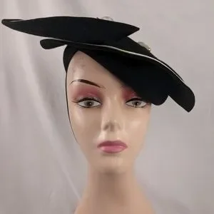Vintage Chapeau Creations Ruth Kropveld Two Tone Felt Hat Feather Beaded Brooch Vintage chapeau creations - Gem main image 4